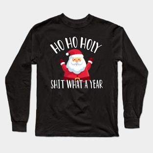 Ho Ho Holy Shit What A Year - Funny Christmas Gift 2020 Long Sleeve T-Shirt